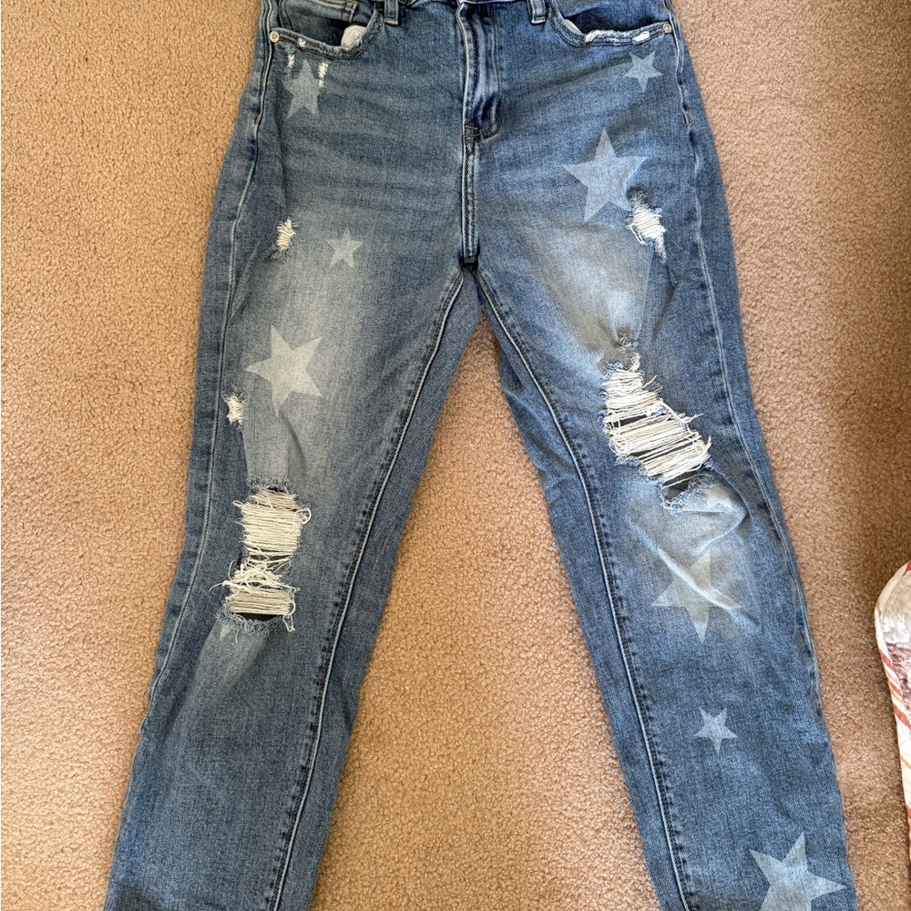 Women's Distressed Star Jeans